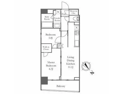 TS-COURT日本橋浜町(2LDK/6階)の間取り写真