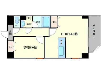 レクシア千代崎(1LDK/4階)の間取り写真