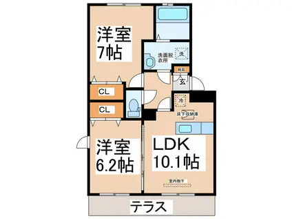 シャン・ドゥダン・パトリ(2LDK/1階)の間取り写真