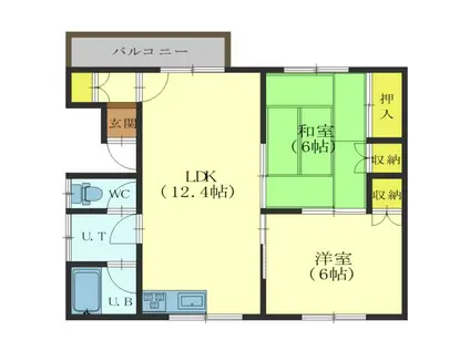 本通4丁目10番1棟2戸(2LDK/2階)の間取り写真