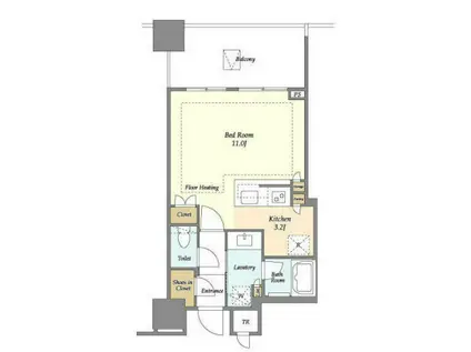 白金ザ・スカイ西棟(ワンルーム/12階)の間取り写真