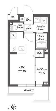 ブランシエスタ用賀(1LDK/2階)の間取り写真