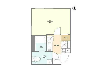 アグレシオ奥沢(1K/1階)の間取り写真