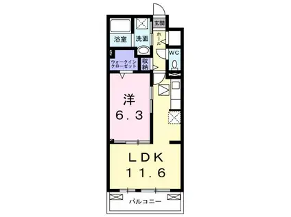 ヴィラプラシードII(1LDK/1階)の間取り写真