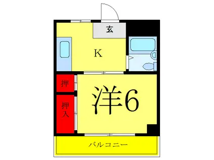 ヤマトービル(1K/2階)の間取り写真