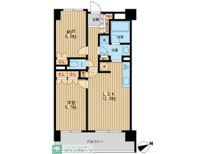 HF若林公園レジデンス(2LDK/4階)の間取り写真