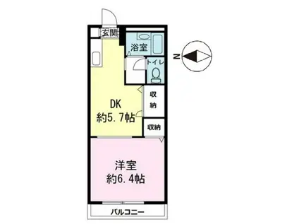 ヴィラソルデ(1DK/1階)の間取り写真