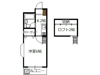 アクバー五日市(1K/1階)の間取り写真