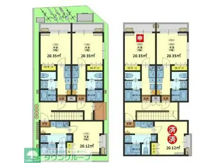 ガーデンヒルズ東浦和(1K/3階)の間取り写真