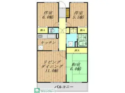 ペアシティ久喜参番館(3LDK/5階)の間取り写真