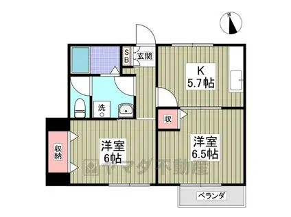 プロムナード伍番館(2K/1階)の間取り写真