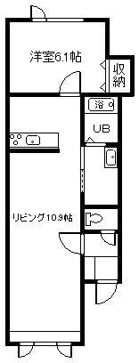 ゼロワンウエスト(1LDK/1階)の間取り写真