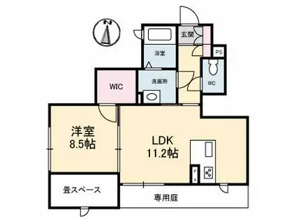 プロヌーブ中山台F棟(1LDK/1階)の間取り写真