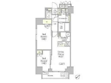 パークヴィラ恵比寿(2LDK/12階)の間取り写真