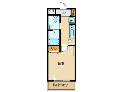 スカイコート品川御殿山イースト(1K/4階)の間取り写真