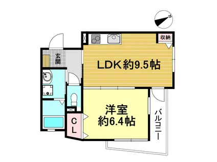ラ・マレア(1LDK/2階)の間取り写真