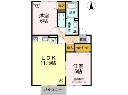 清水崎ハウス(2LDK/2階)の間取り写真