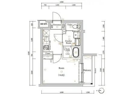 スカイコートソレア新丸子(1K/3階)の間取り写真