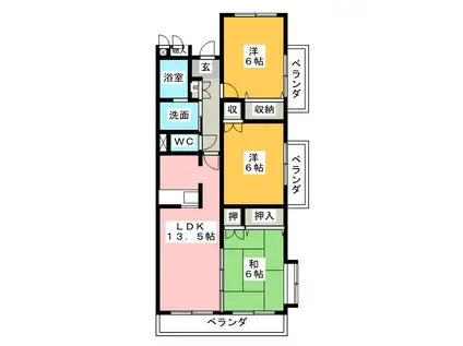 セントモンチーク(3LDK/1階)の間取り写真