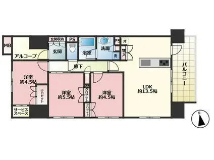 デュオヒルズ今池(3LDK/12階)の間取り写真