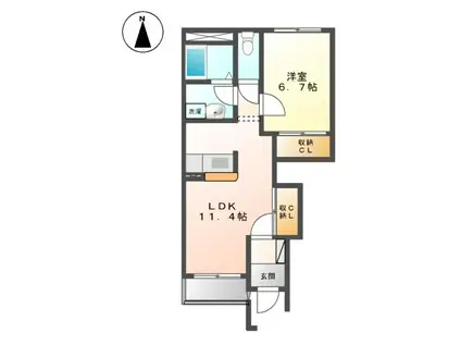 クローバー(1LDK/1階)の間取り写真