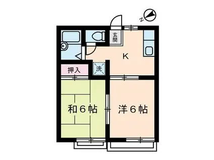 グレースコートA棟(2K/2階)の間取り写真