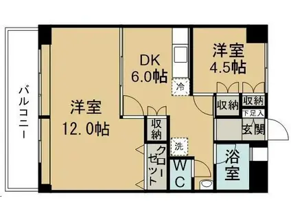 サニービル(2DK/6階)の間取り写真