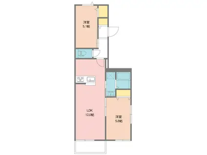 シャルドーネ(2LDK/1階)の間取り写真