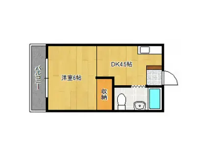 IT本町(1DK/3階)の間取り写真