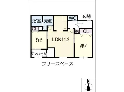 メゾン・シャルドネ岐大前(2LDK/4階)の間取り写真
