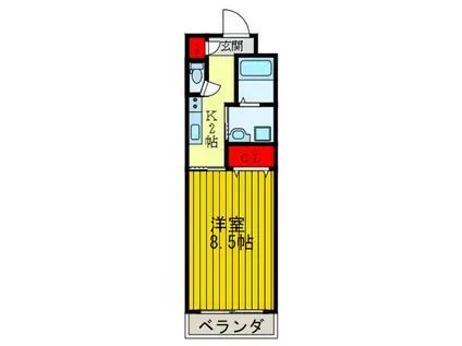 シャンテー枚方磯島(1K/2階)の間取り写真
