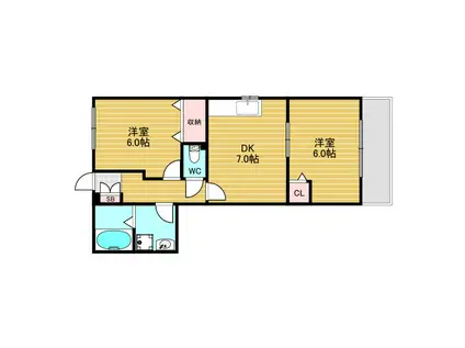 メゾンイケナガ(2DK/2階)の間取り写真