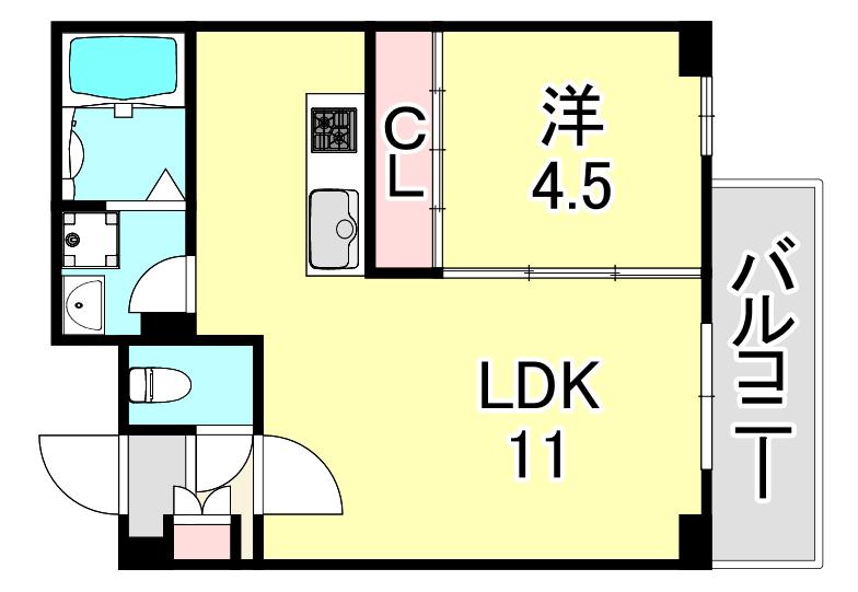 アリビラ六甲(1LDK/3階)の間取り写真