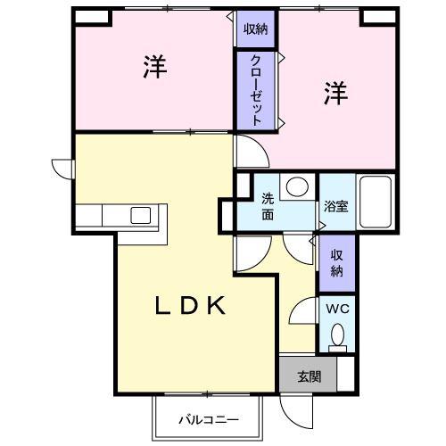 グレイスフル・B(2LDK/1階)の間取り写真