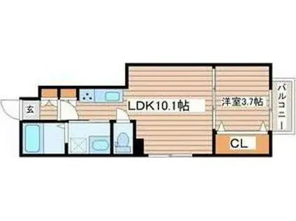 キララ鈎取本町I(1LDK/1階)の間取り写真