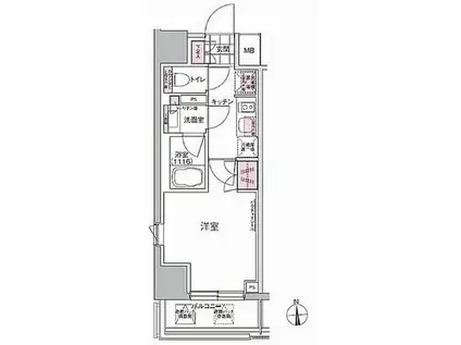 プレジリア東日本橋(1K/3階)の間取り写真