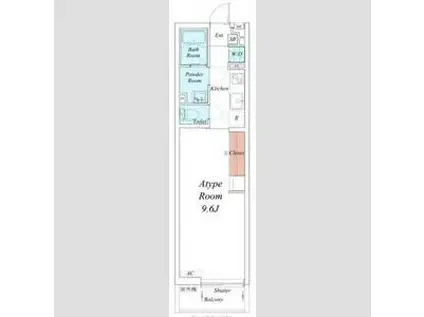 リブリ百道(1K/1階)の間取り写真