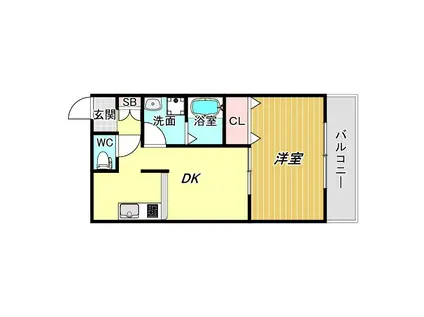 コートふじ(1DK/1階)の間取り写真