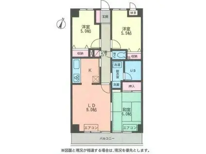 グレンツェント・ハイム相模大野(3LDK/1階)の間取り写真