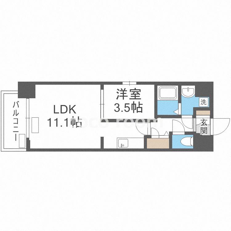 プレサンス堺筋本町エグゼブラン(1LDK/4階)の間取り写真