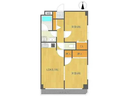 サニー彦田(2LDK/7階)の間取り写真