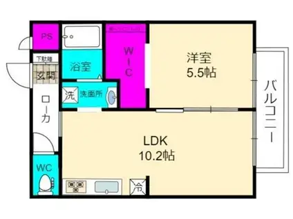ブルックハイツ(1LDK/2階)の間取り写真