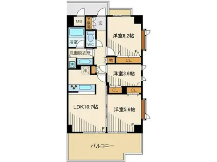 オーキッドノーザン(3LDK/2階)の間取り写真