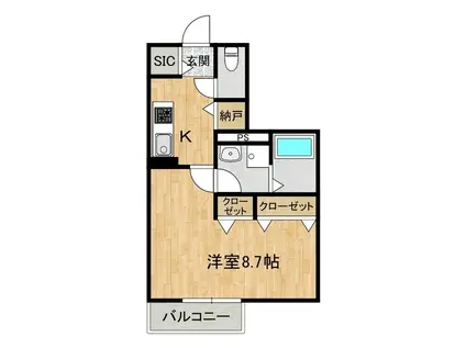 パークサイド(1K/1階)の間取り写真