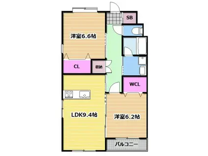 NOBLE LIFE 吹上(2LDK/1階)の間取り写真