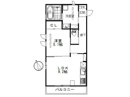 プローズ・ノエ(1LDK/2階)の間取り写真
