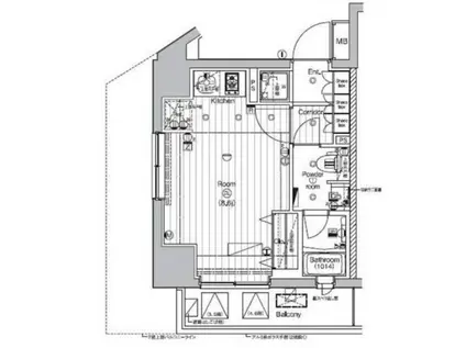 プレミアムキューブ代々木上原(ワンルーム/3階)の間取り写真