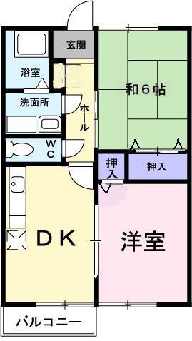 スカイハイツ川井(2DK/2階)の間取り写真
