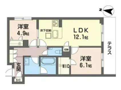 SHAMAISON GARDENS 旭が丘II(2LDK/1階)の間取り写真