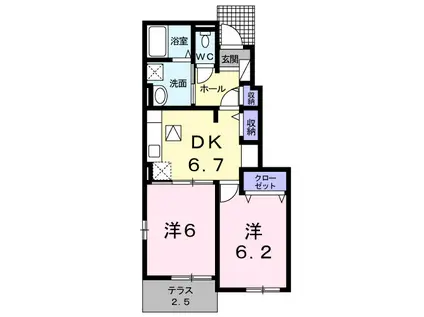 グランデールV(2DK/1階)の間取り写真